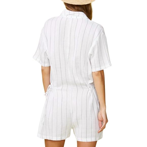 NEW MONROW pinstripe gauze romper in white - Picture 3 of 3